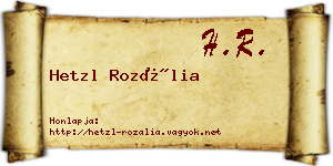 Hetzl Rozália névjegykártya